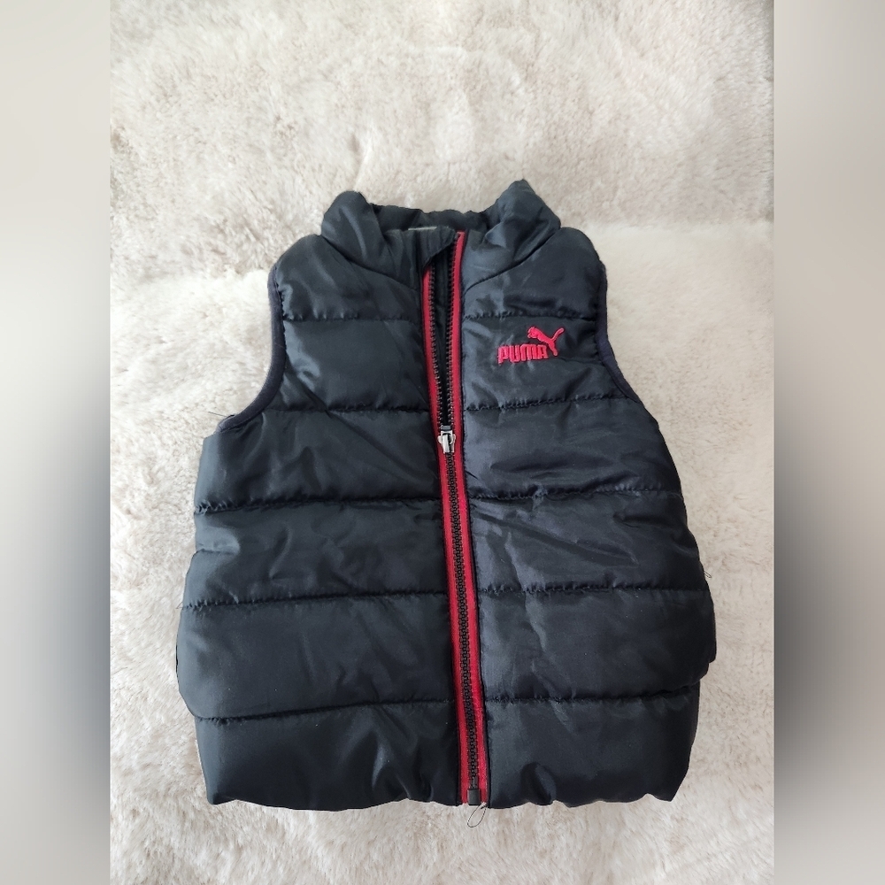 Puma Black‎ Red Puffer Vest Toddler Size 24m Embroidered Gorpcore Streetwear